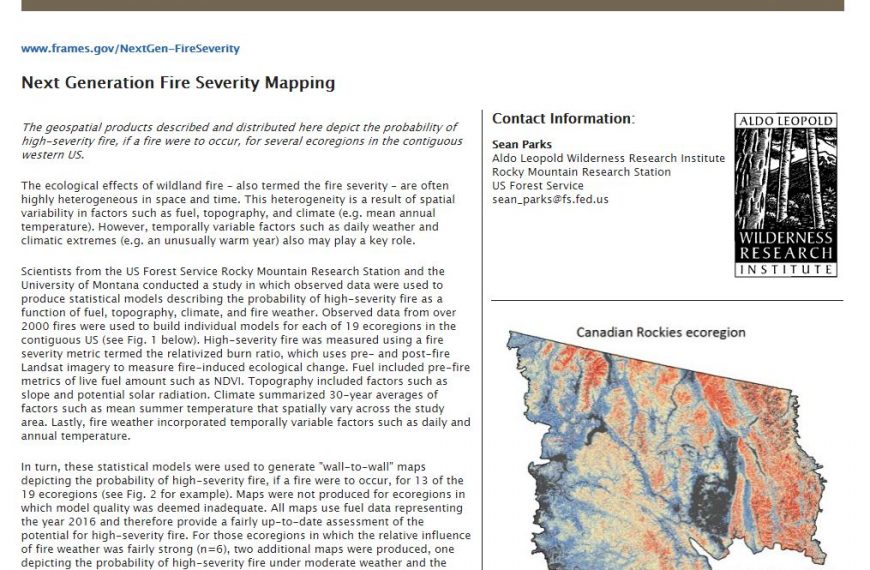 October 10, 2018: Modeling and mapping the potential for high severity fire in the western U.S.