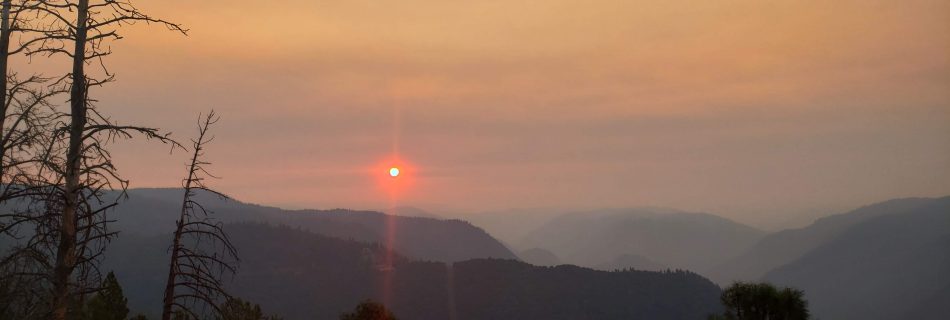 Smokey sunset over the mountains